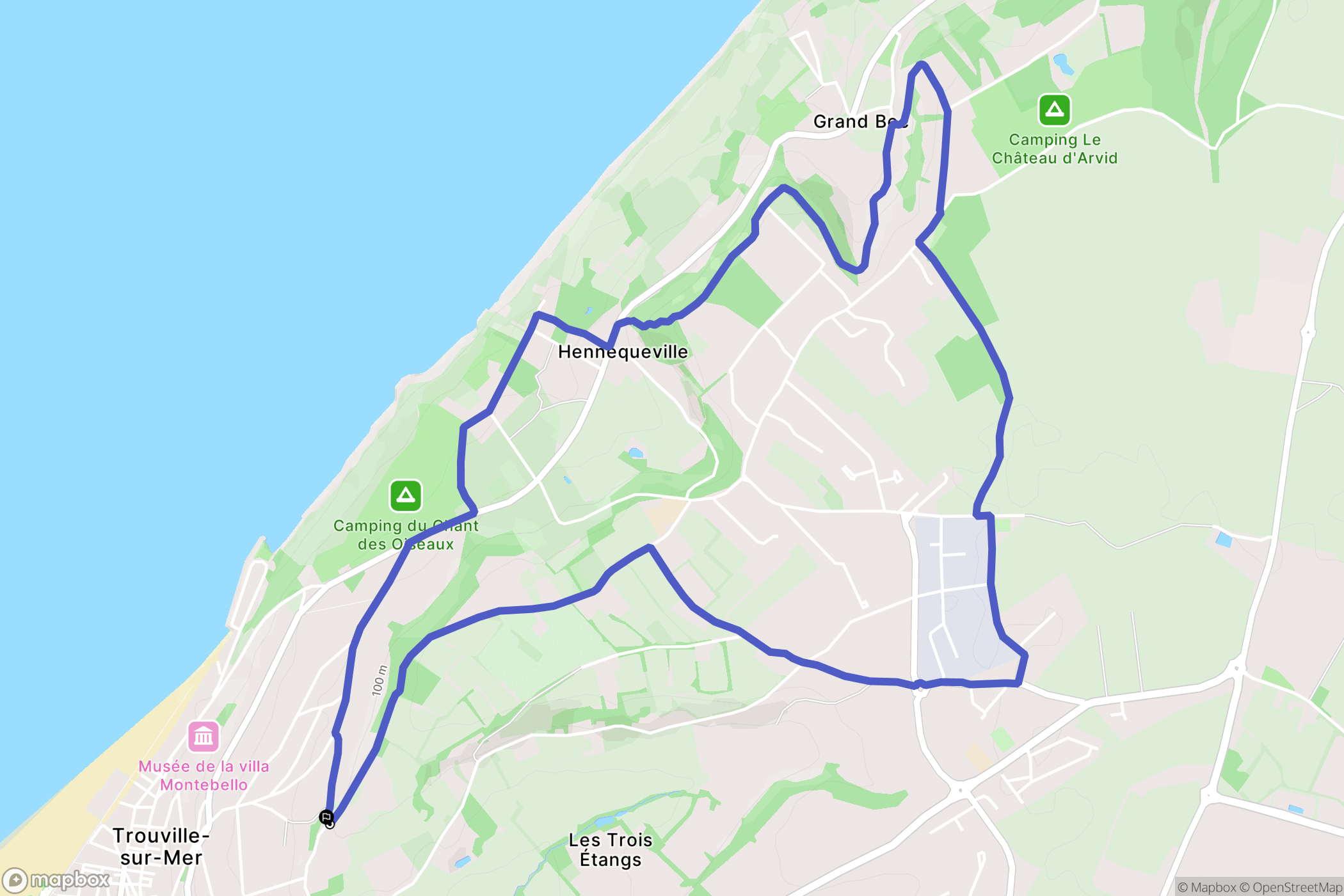 Trouville-sur-Mer : carte du parcours de randonnée - France