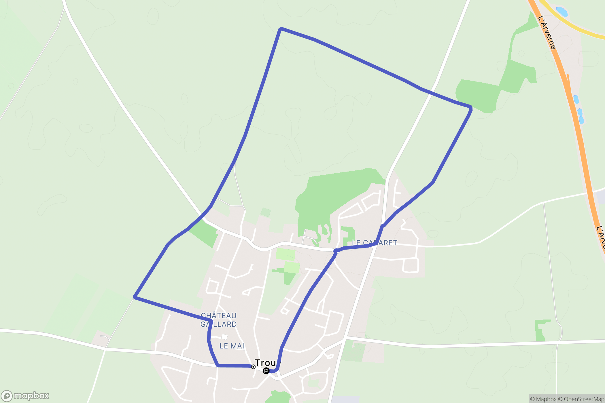 Trouy : carte du parcours de randonnée - France