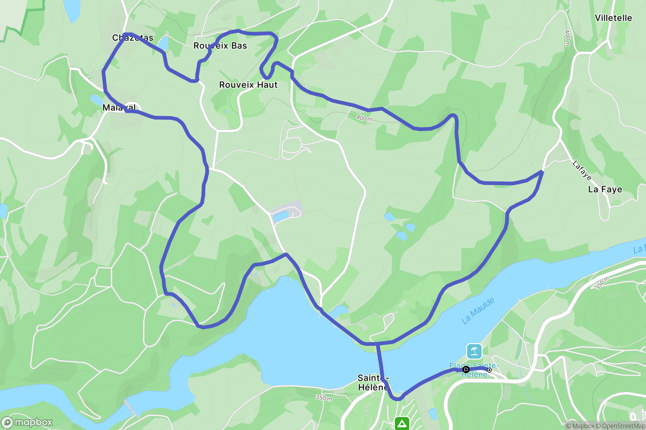Bujaleuf : carte du parcours de randonnée - France