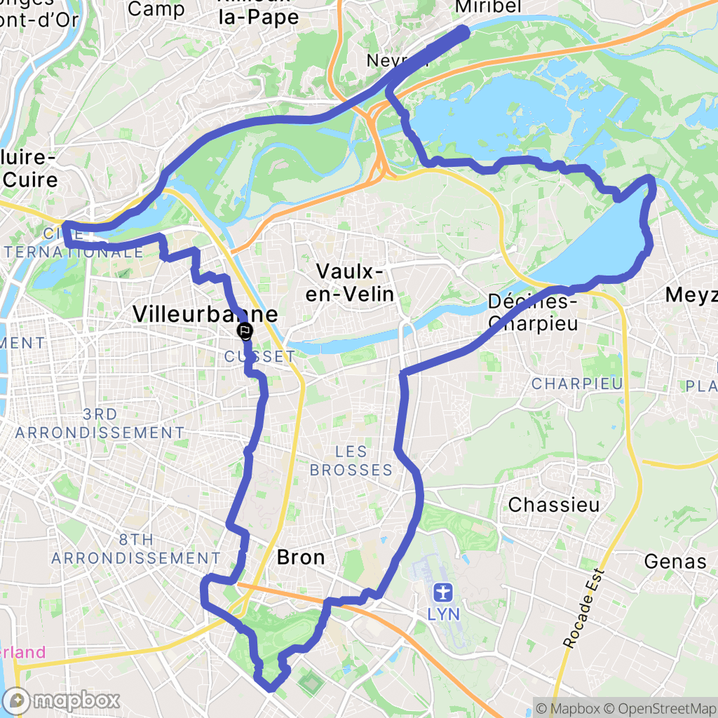 Villeurbanne : carte du parcours de randonnée - France
