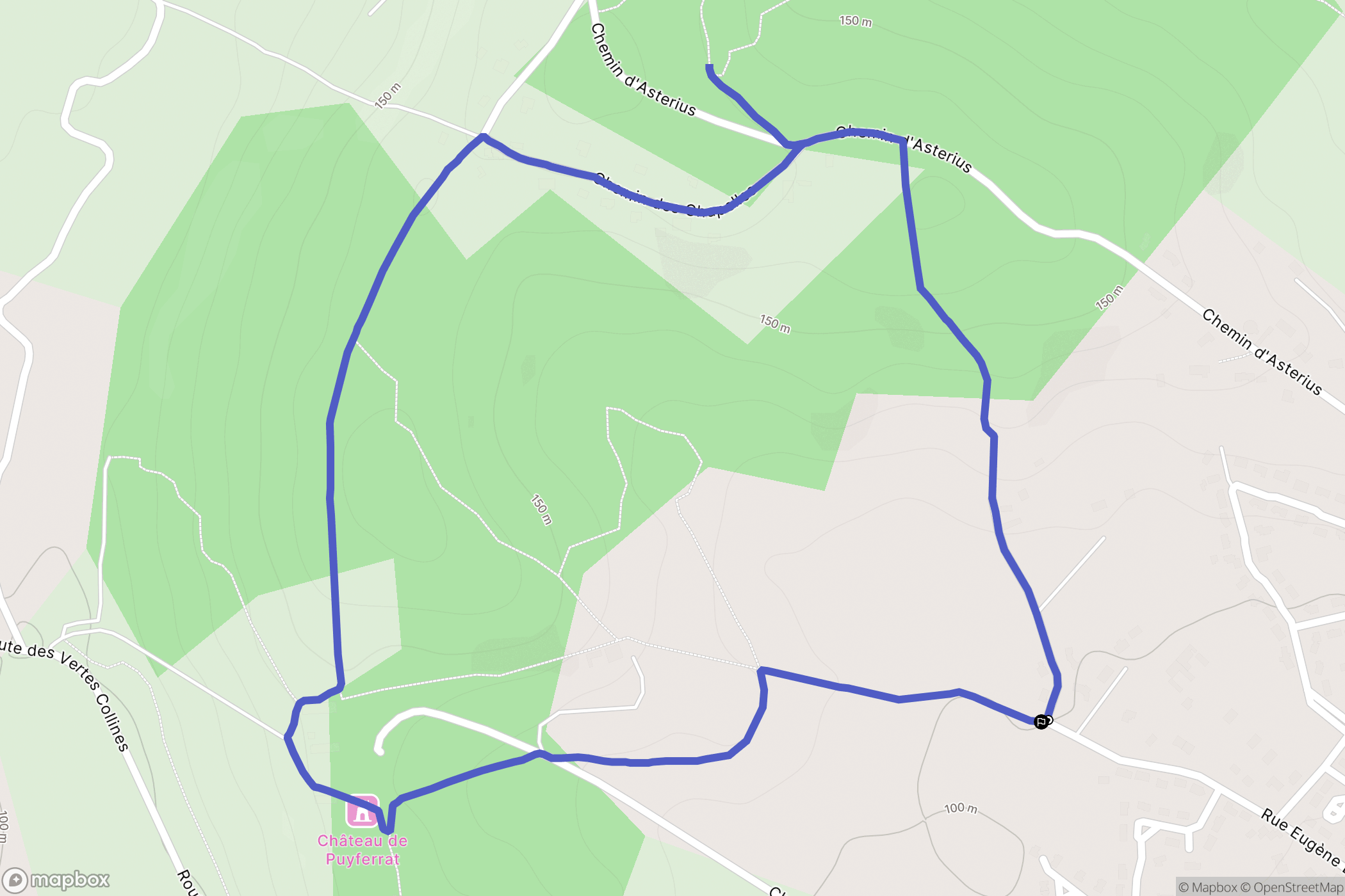 Saint-Astier : carte du parcours de randonnée - France