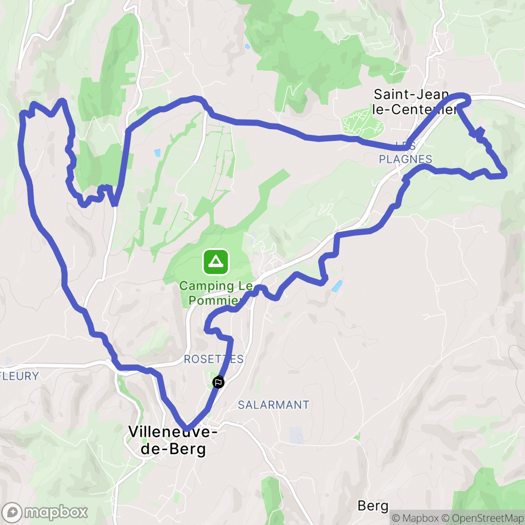 Villeneuve-de-Berg : carte du parcours de randonnée - France