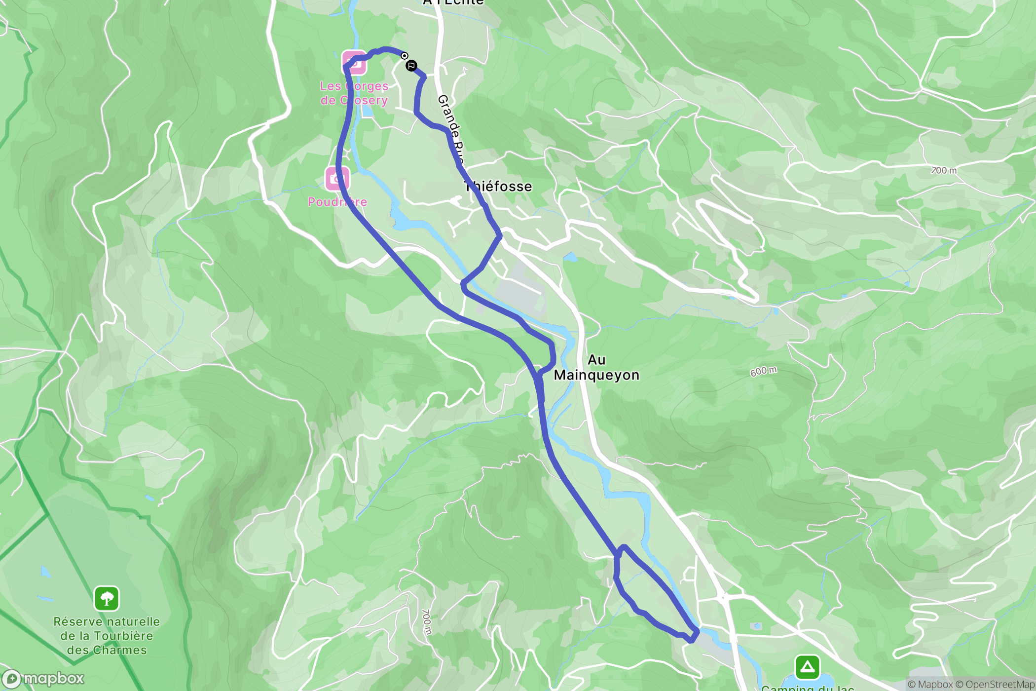Thiéfosse : carte du parcours de randonnée - France