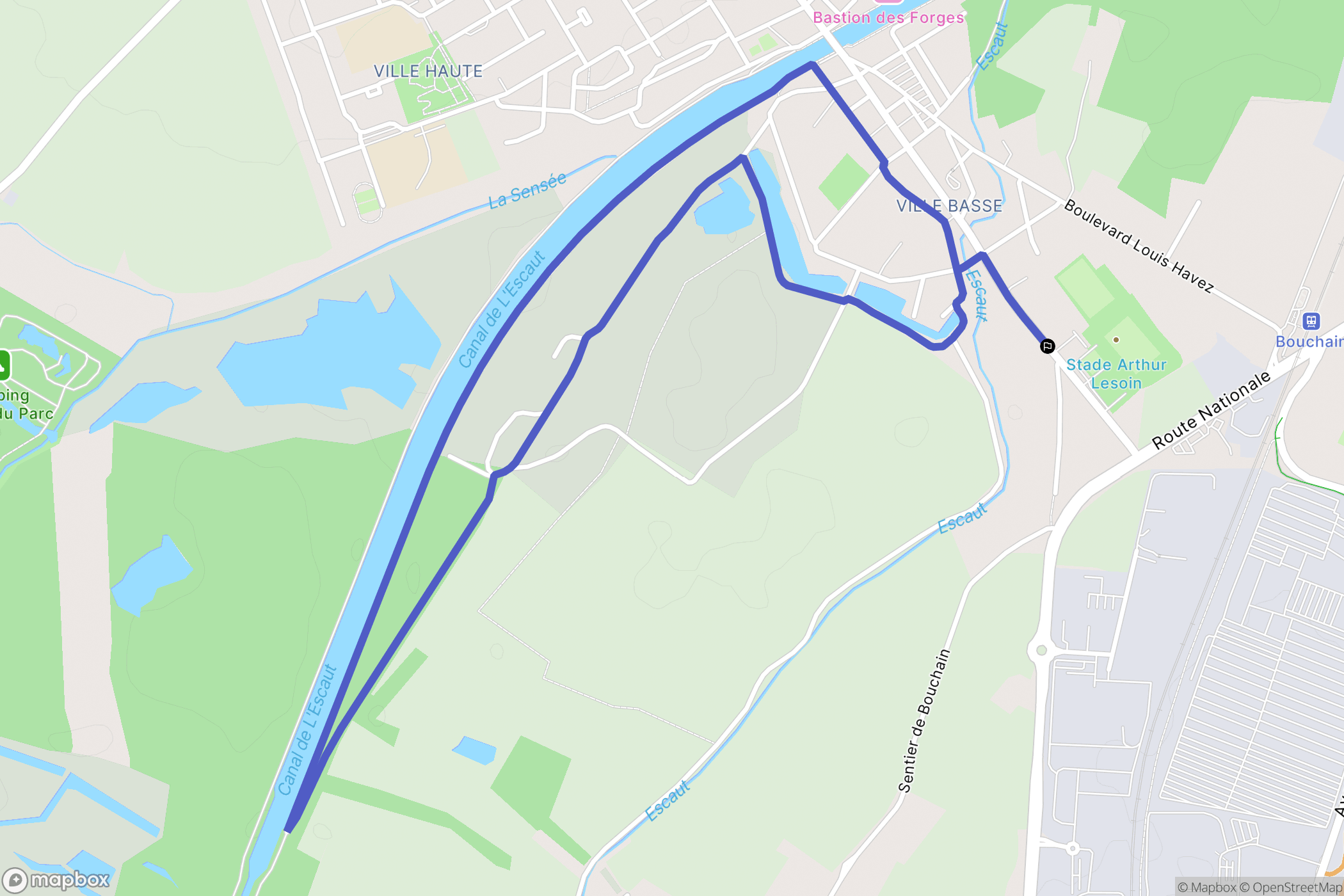 Bouchain : carte du parcours de randonnée - France