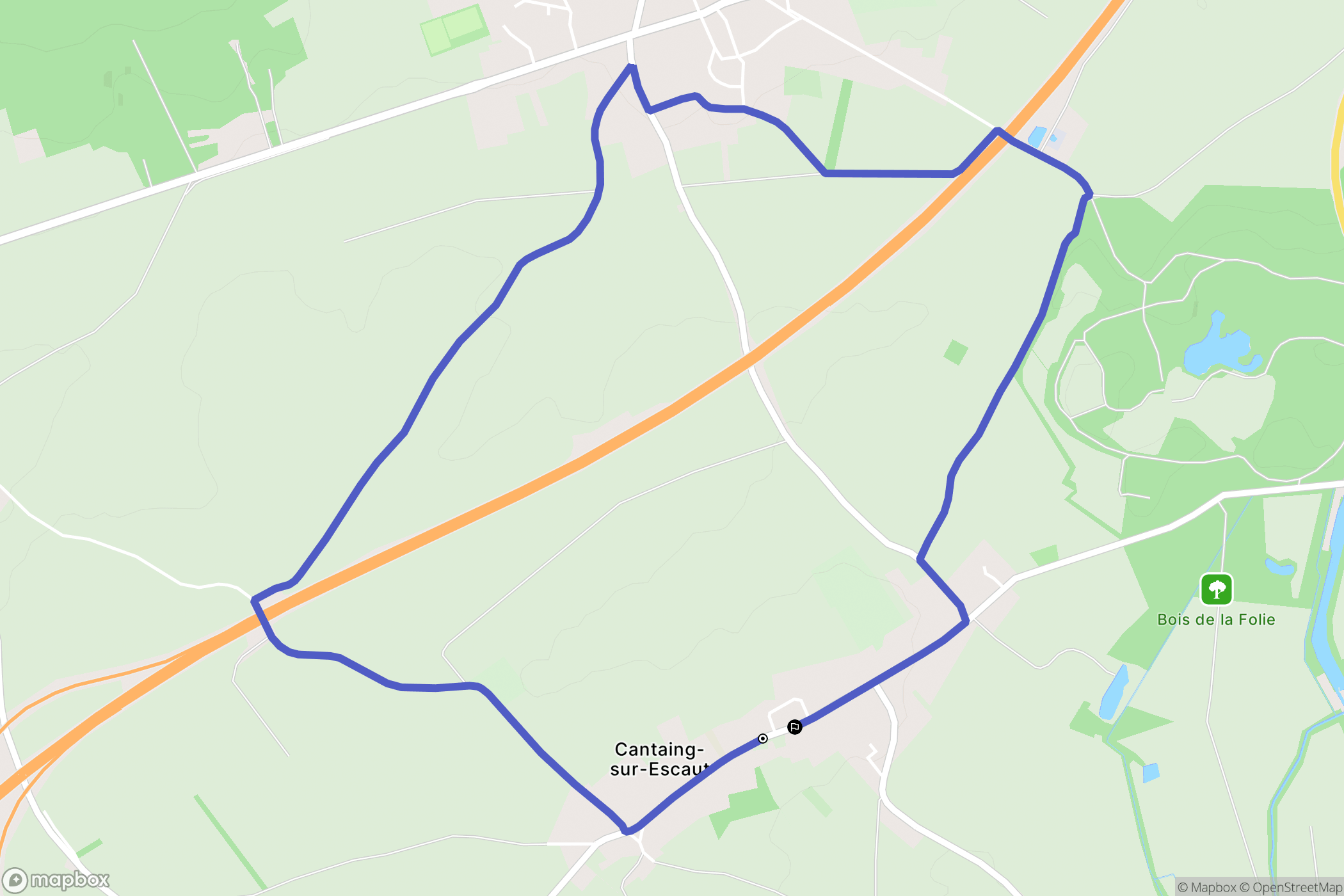 Cantaing-sur-Escaut : carte du parcours de randonnée - France