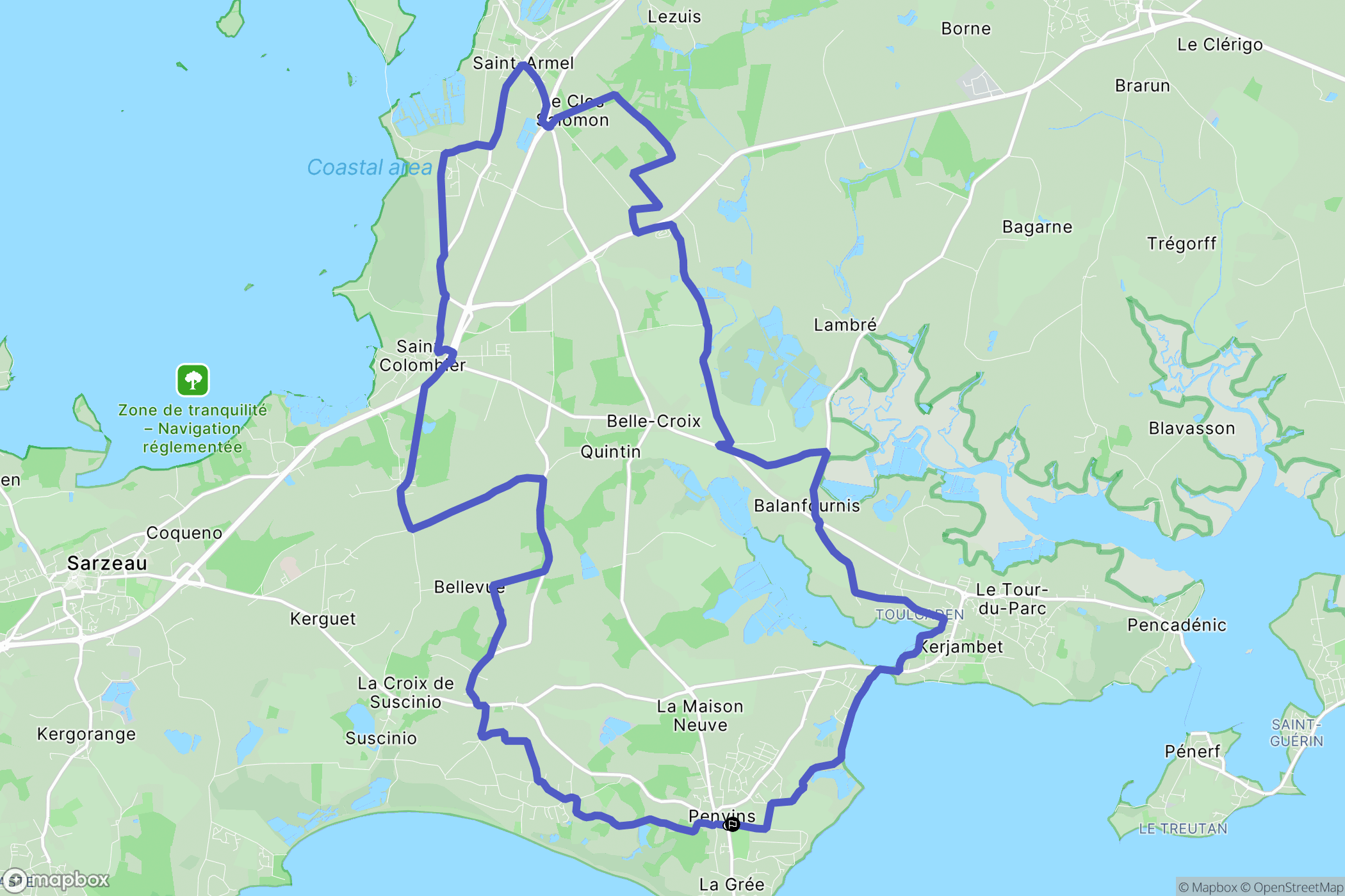 Sarzeau : carte du parcours de randonnée - France