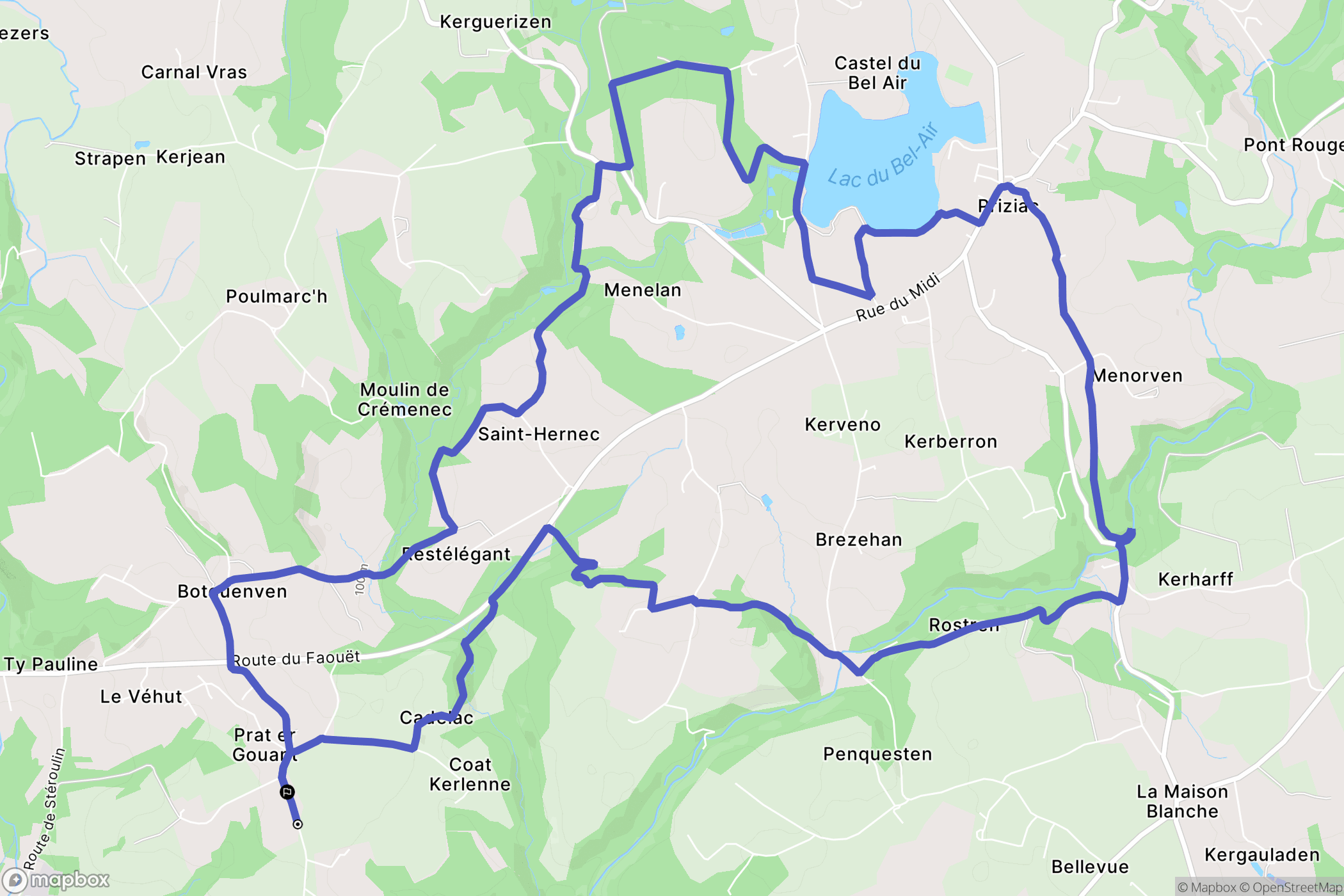 Priziac : carte du parcours de randonnée - France