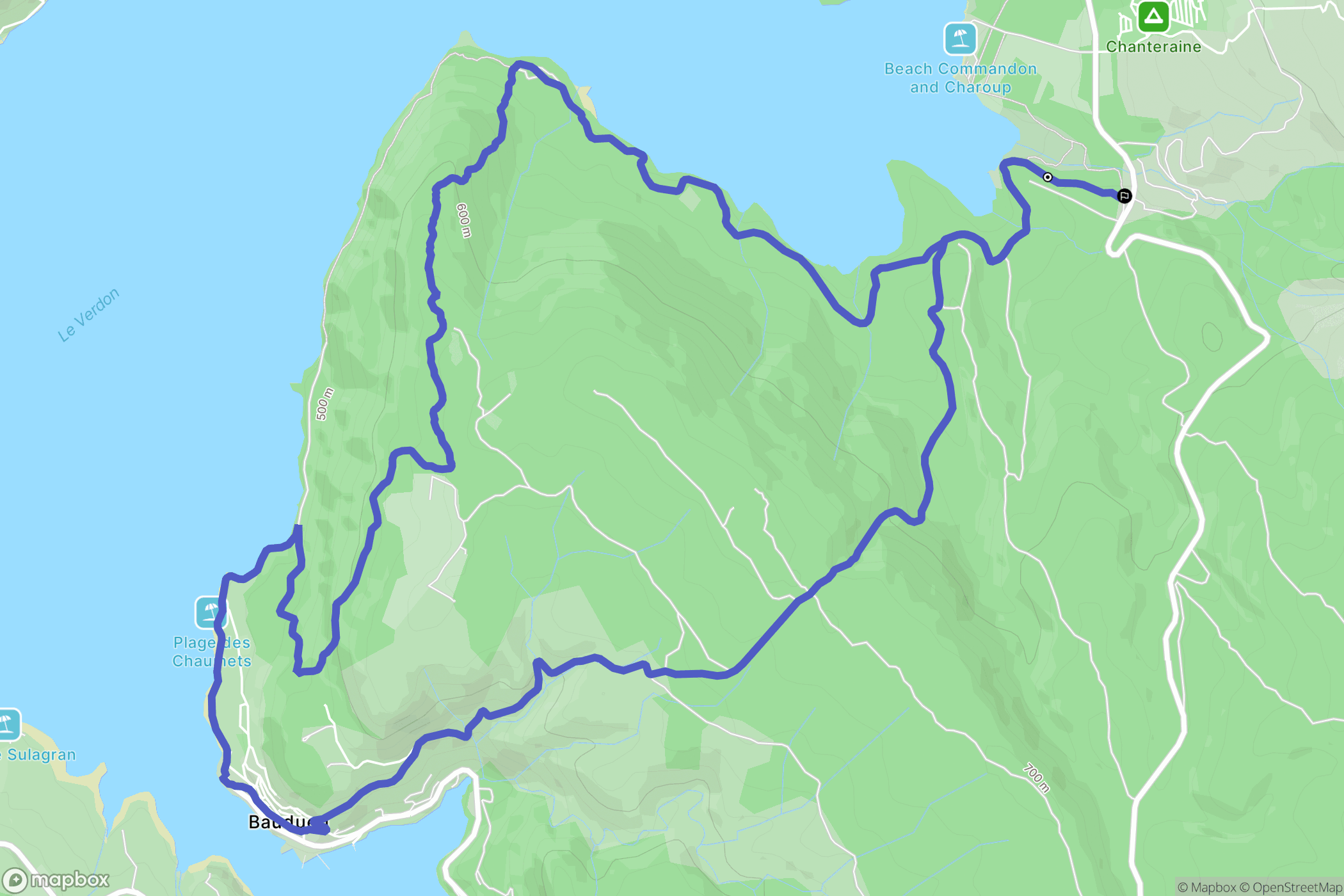 Les Salles-sur-Verdon : carte du parcours de randonnée - France