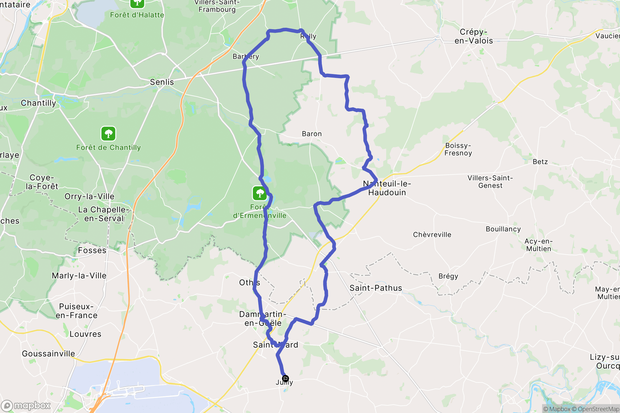 Juilly : carte du parcours de randonnée - France