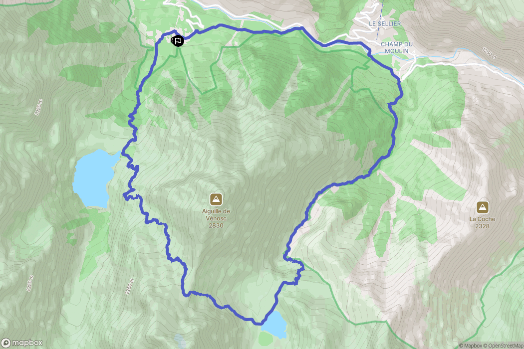Les Deux Alpes : carte du parcours de randonnée - France