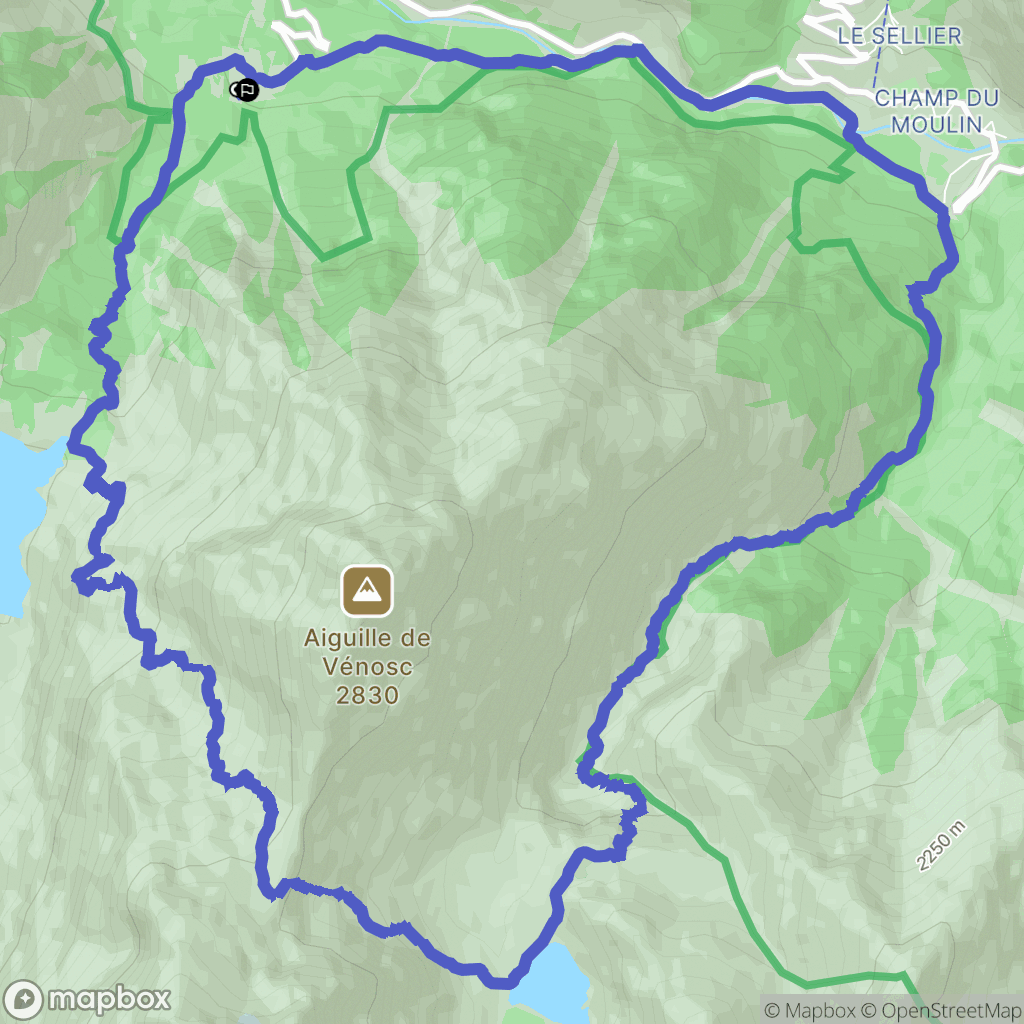Les Deux Alpes : carte du parcours de randonnée - France