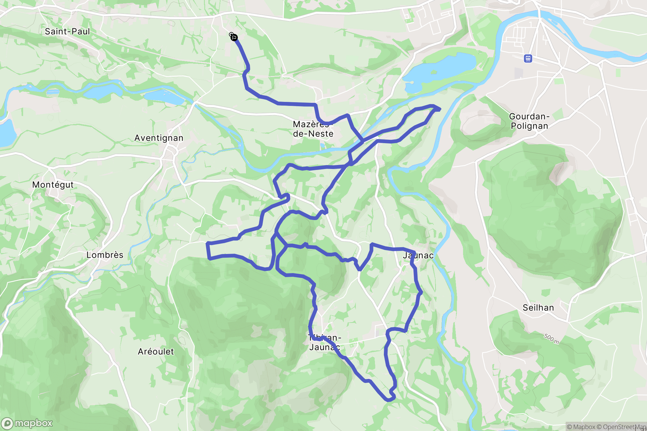 Saint-Paul : carte du parcours de randonnée - France