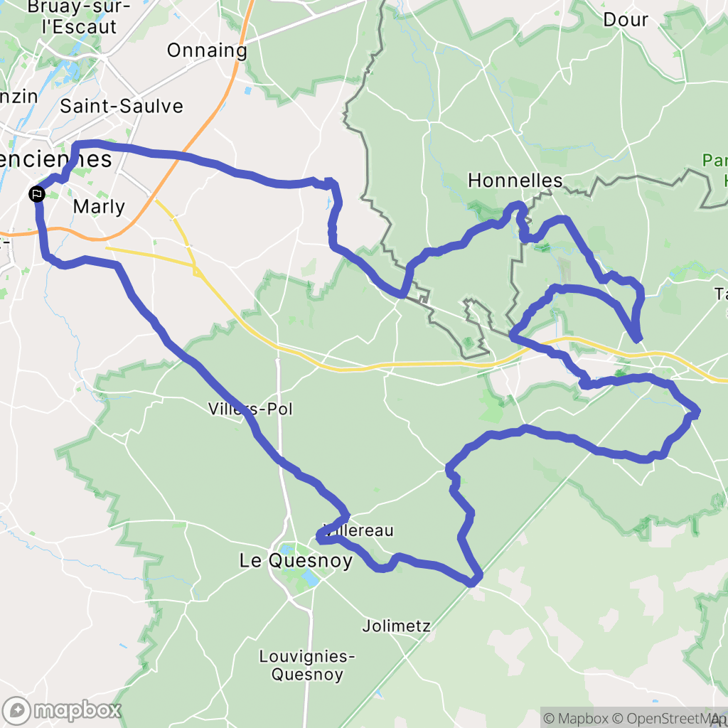 Valenciennes : carte du parcours de randonnée - France