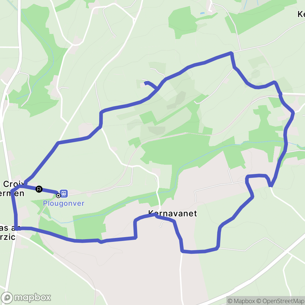 Plougonver : carte du parcours de randonnée - France