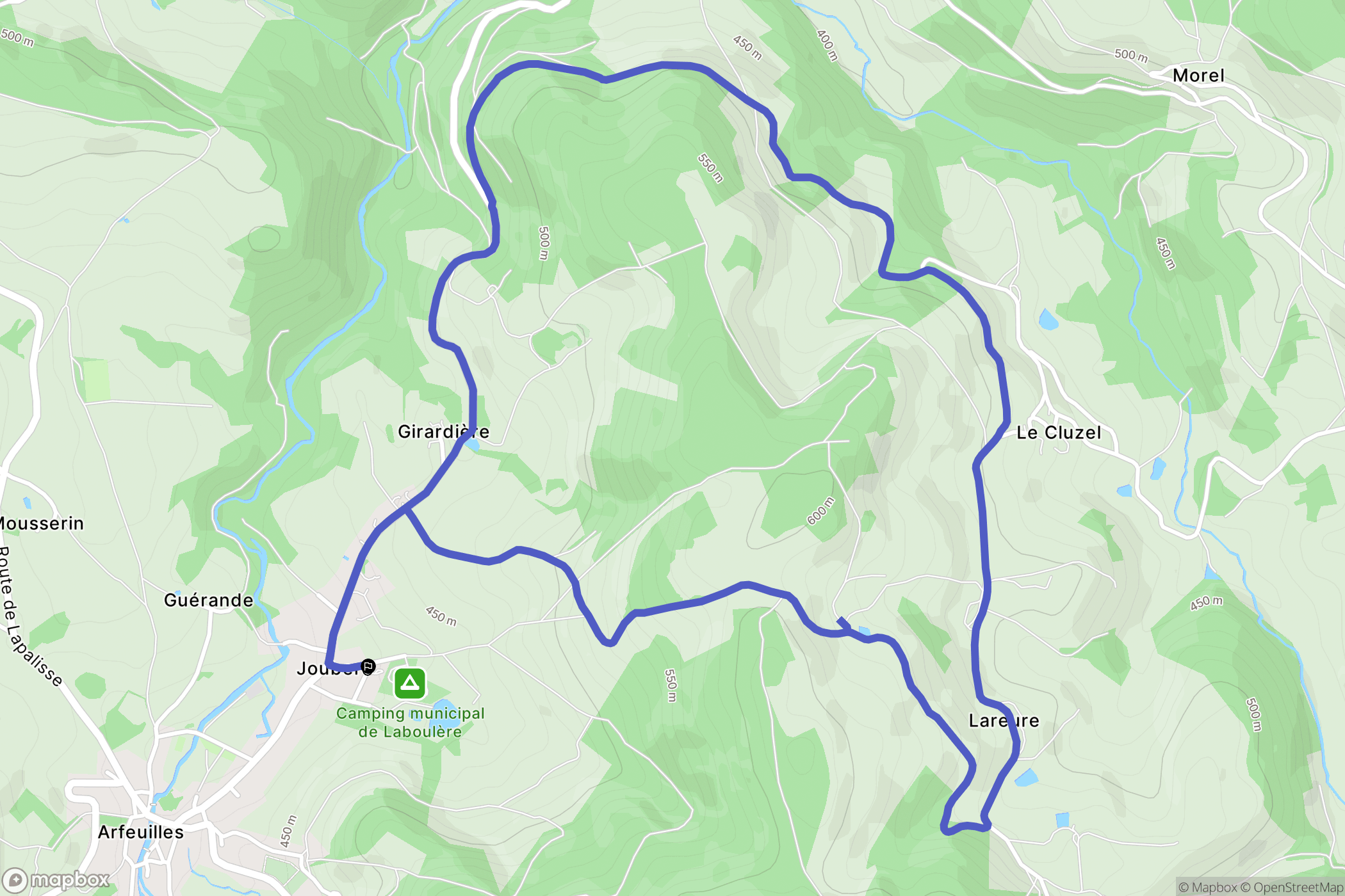 Arfeuilles : carte du parcours de randonnée - France