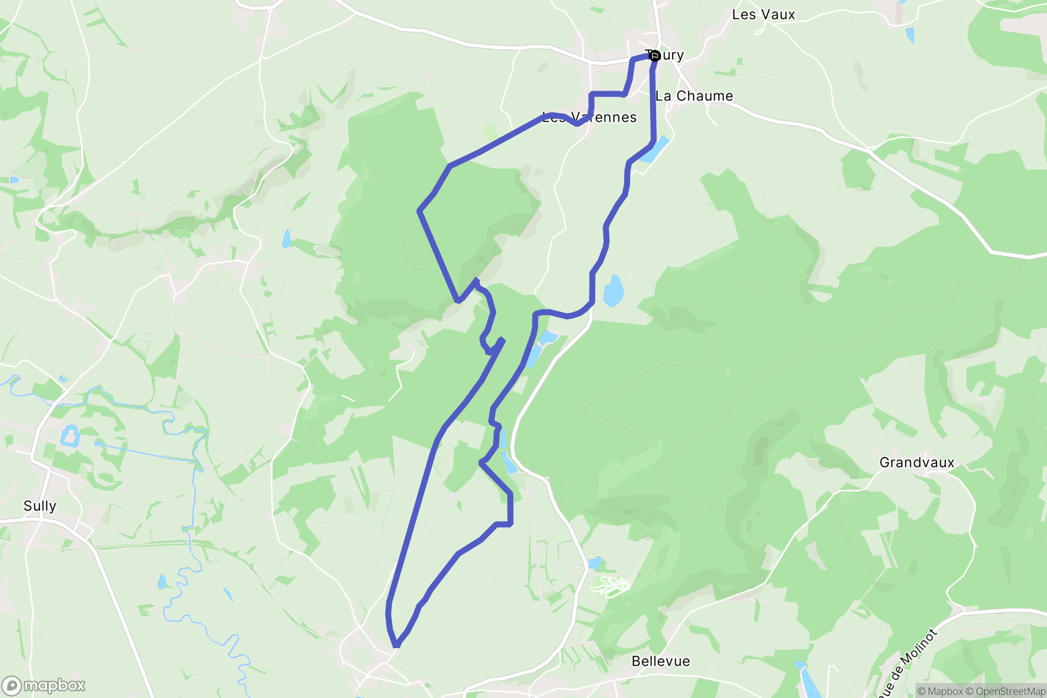 Thury : carte du parcours de randonnée - France