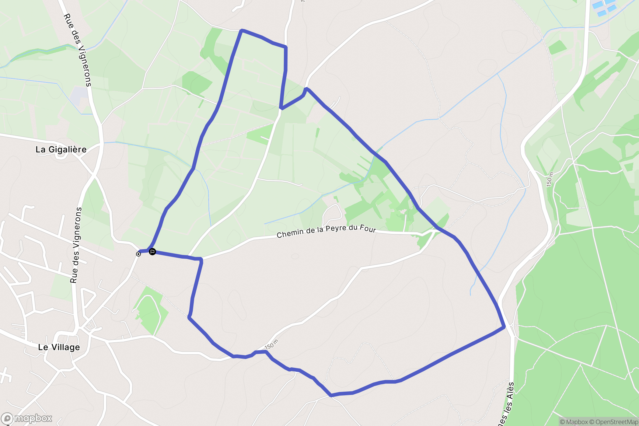 Saint-Hilaire-de-Brethmas : carte du parcours de randonnée - France