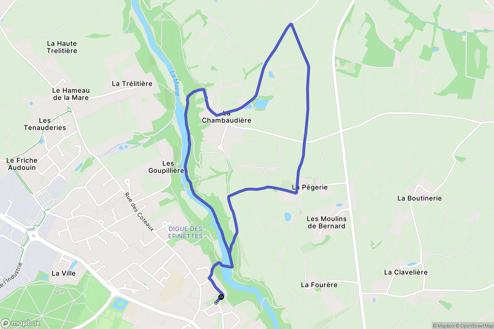 Aigrefeuille-sur-Maine : carte du parcours de randonnée - France