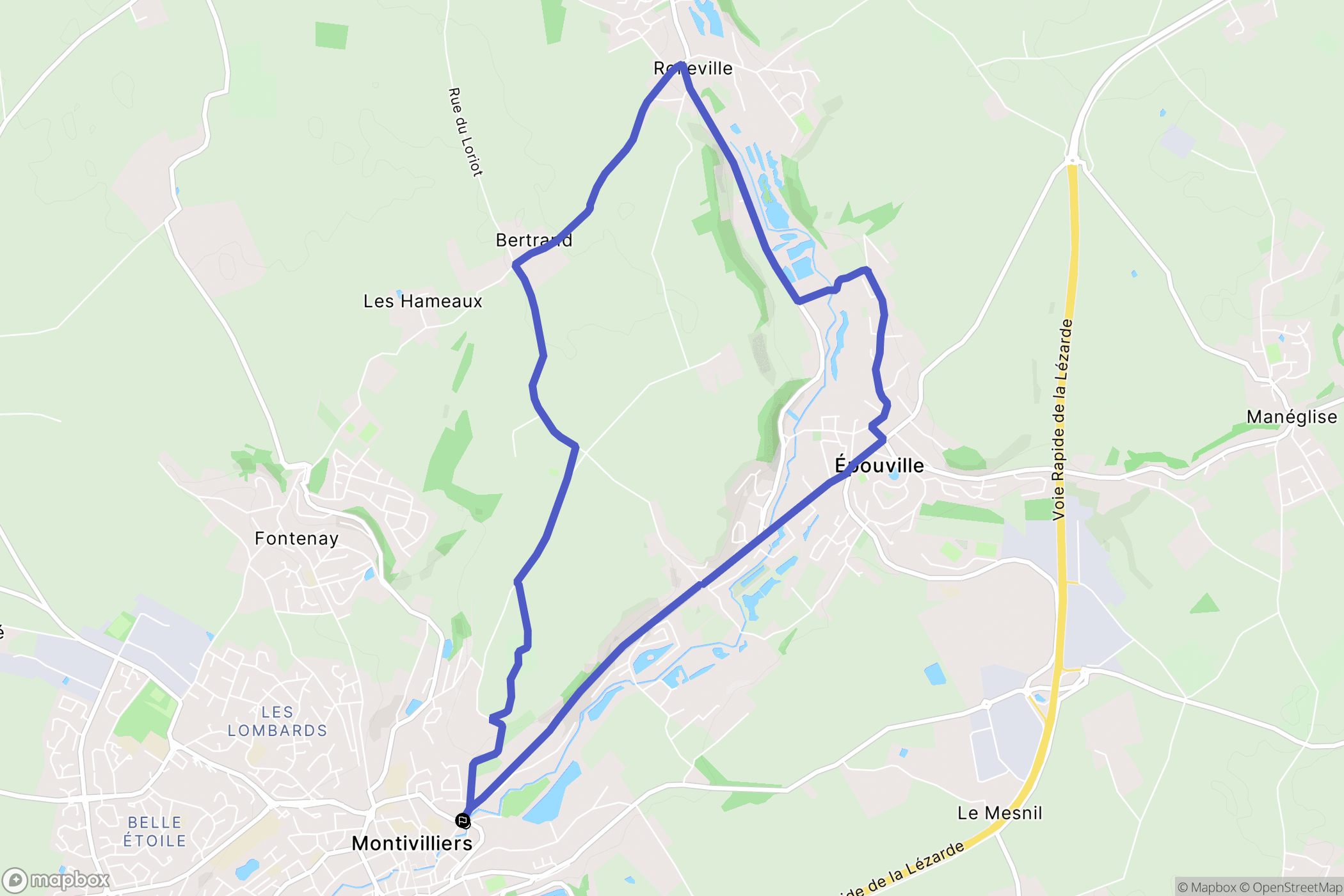 Montivilliers : carte du parcours de randonnée - France