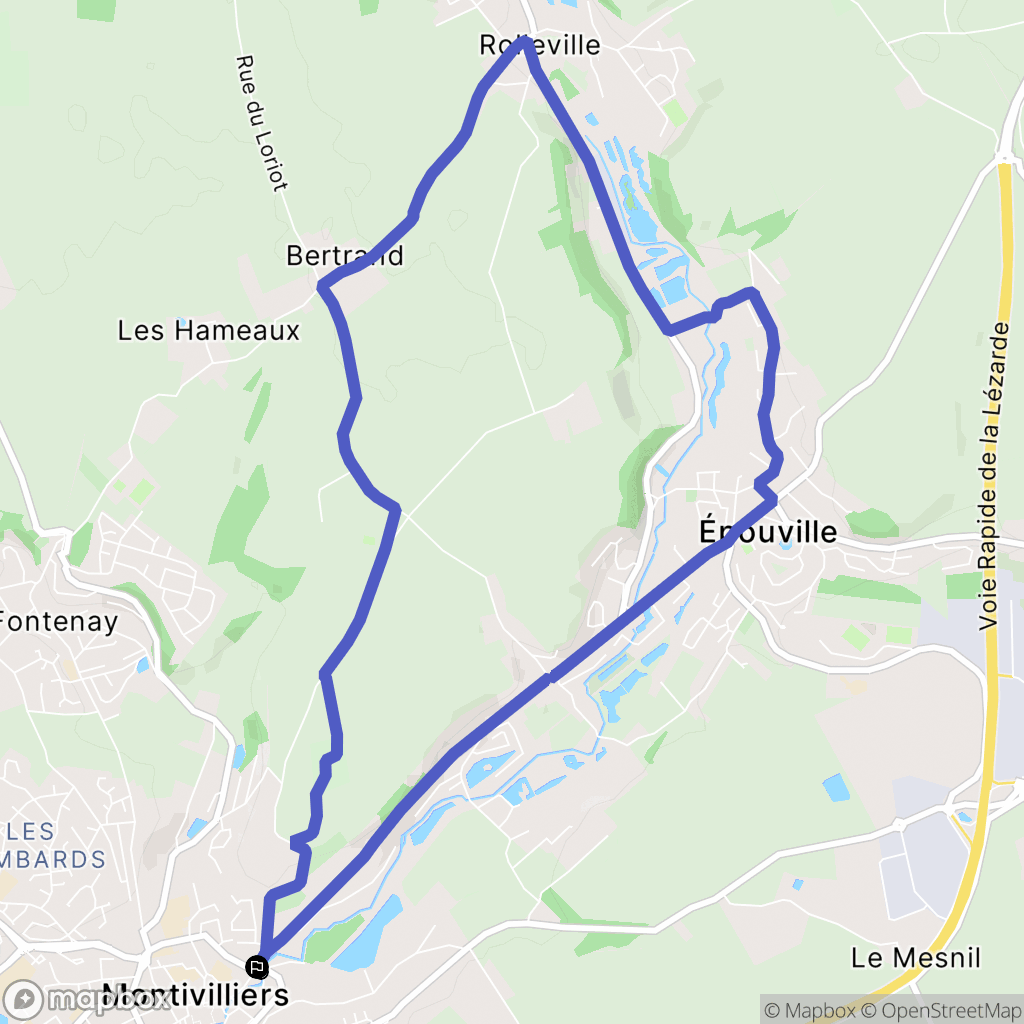 Montivilliers : carte du parcours de randonnée - France