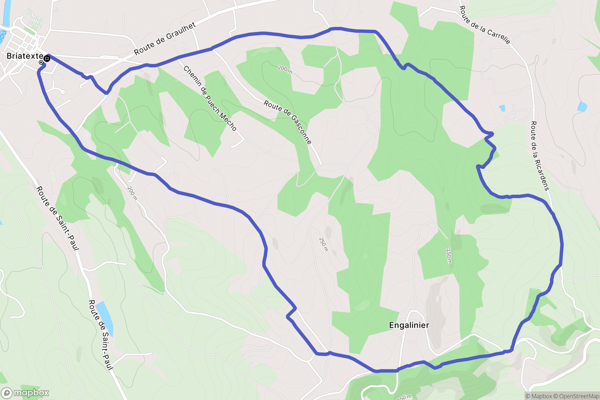 Briatexte : carte du parcours de randonnée - France