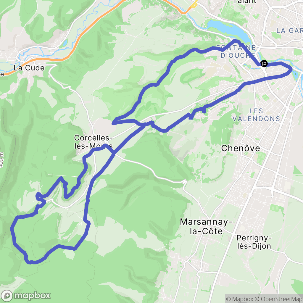 Dijon : carte du parcours de randonnée - France