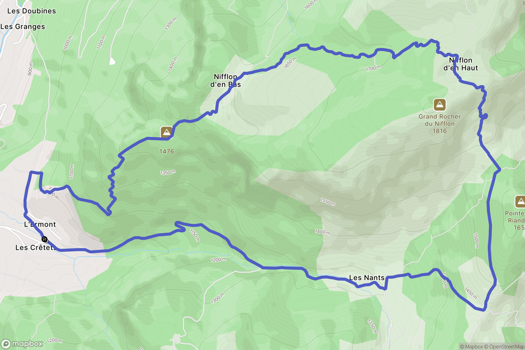 Bellevaux : carte du parcours de randonnée - France