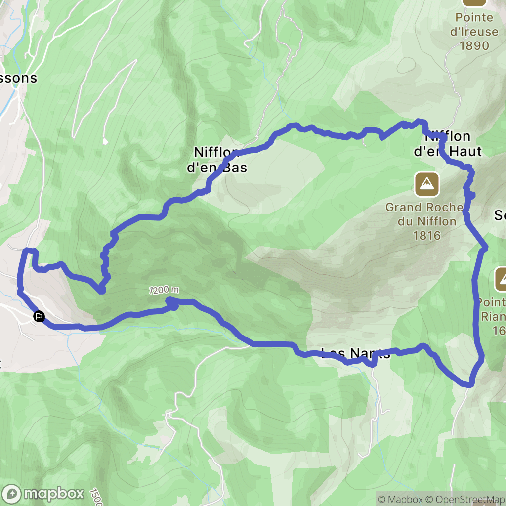 Bellevaux : carte du parcours de randonnée - France