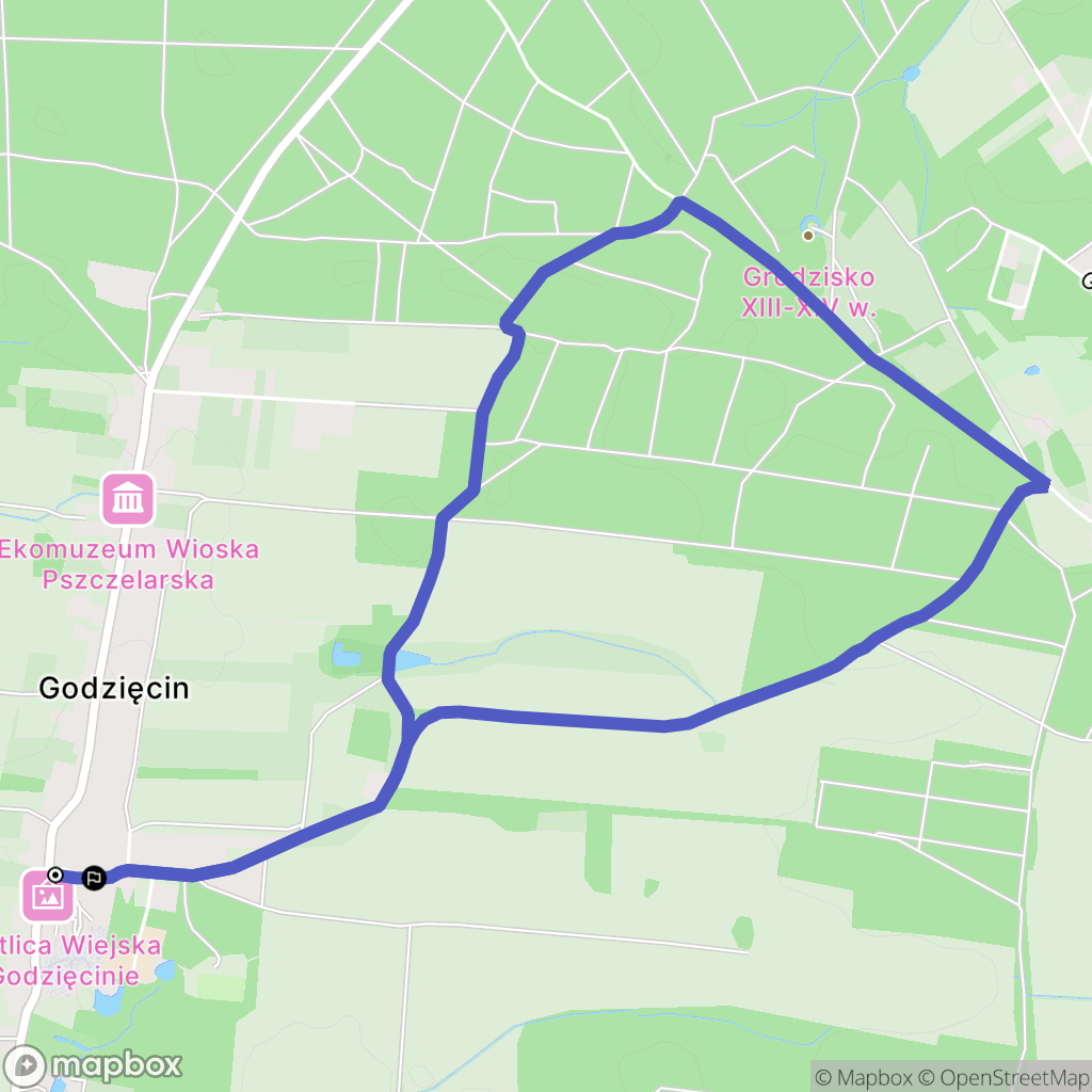 Godzięcin: mapa trasy - Poland