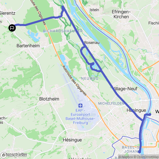 Sierentz : carte du parcours de randonnée - France