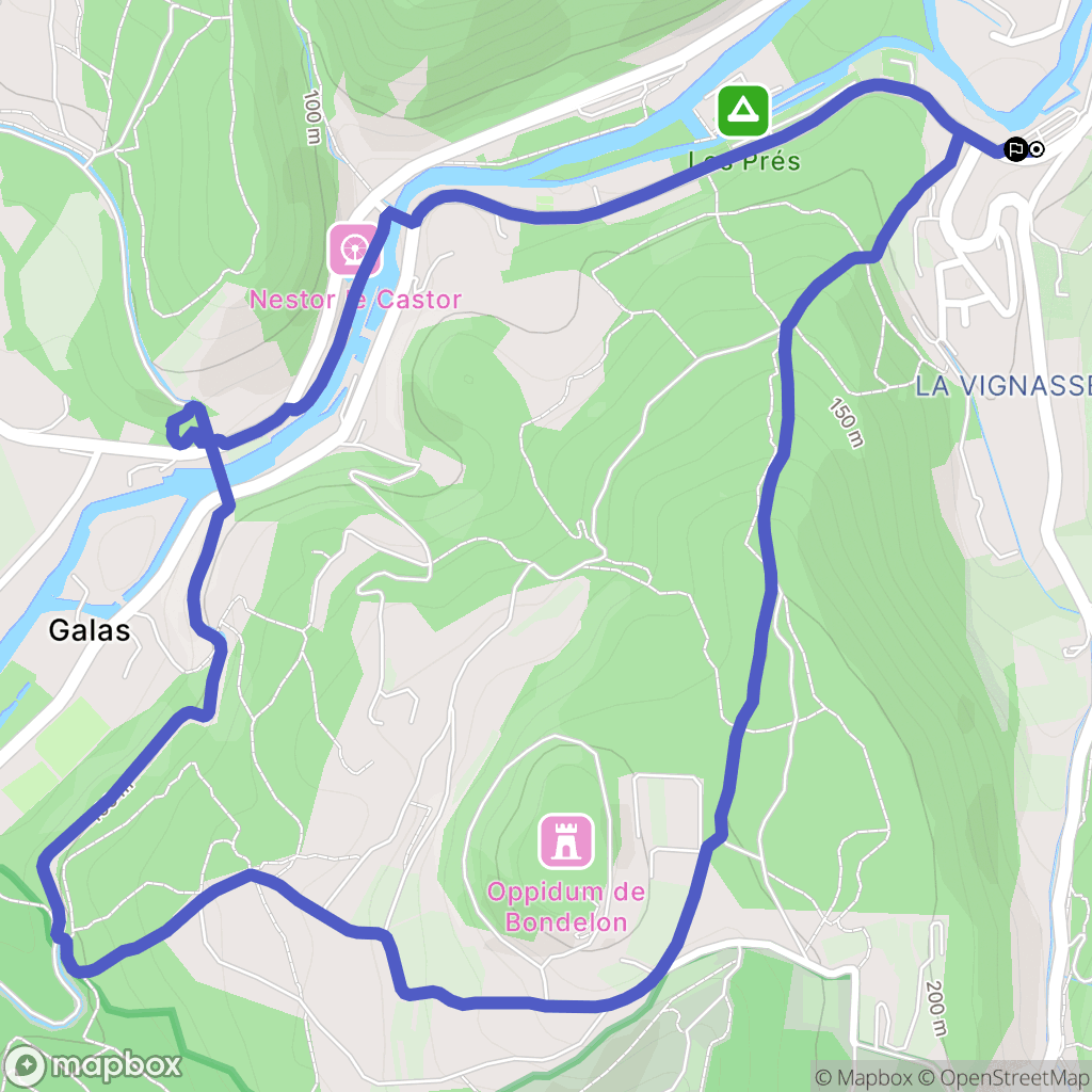 Fontaine-de-Vaucluse : carte du parcours de randonnée - France