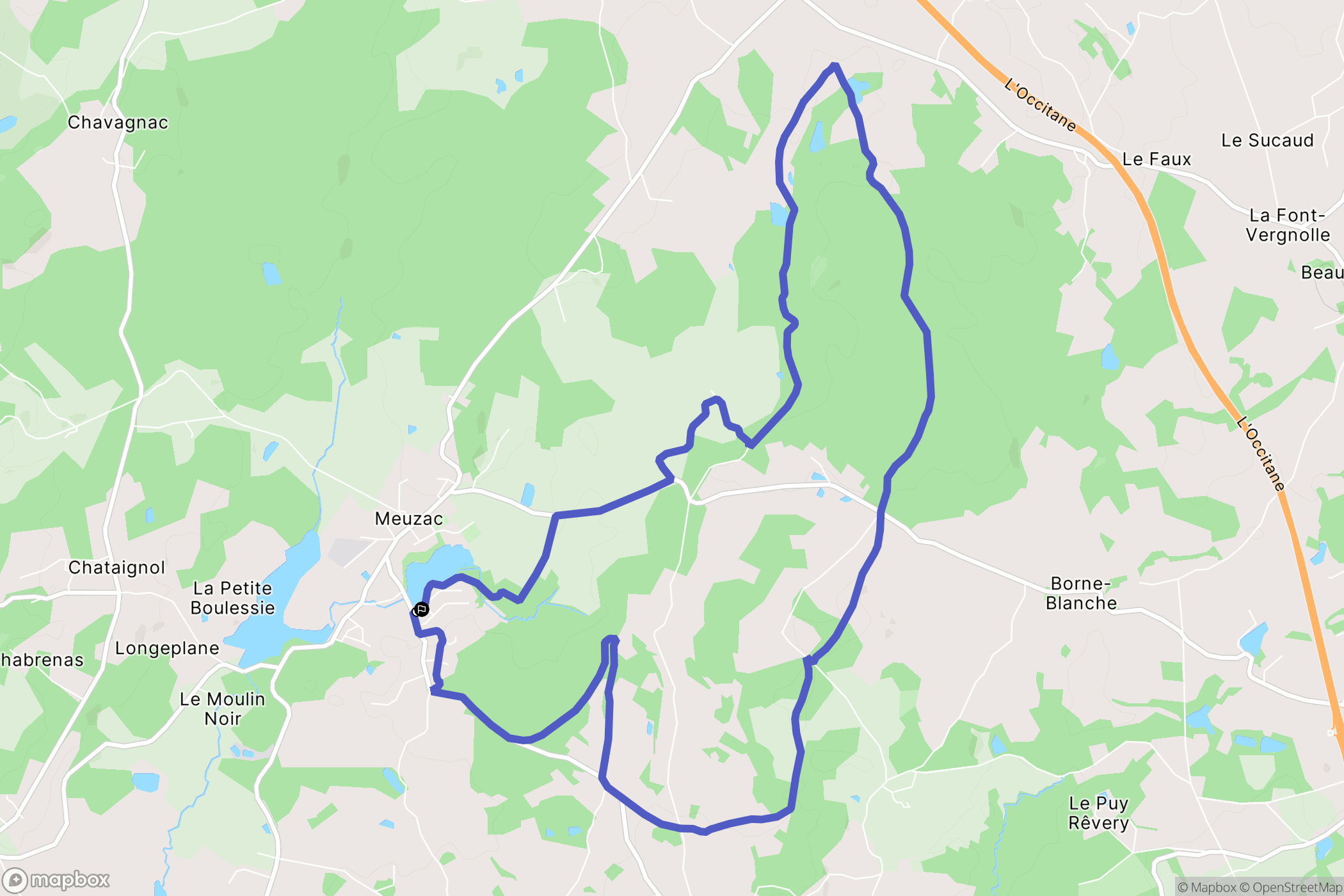Meuzac : carte du parcours de randonnée - France