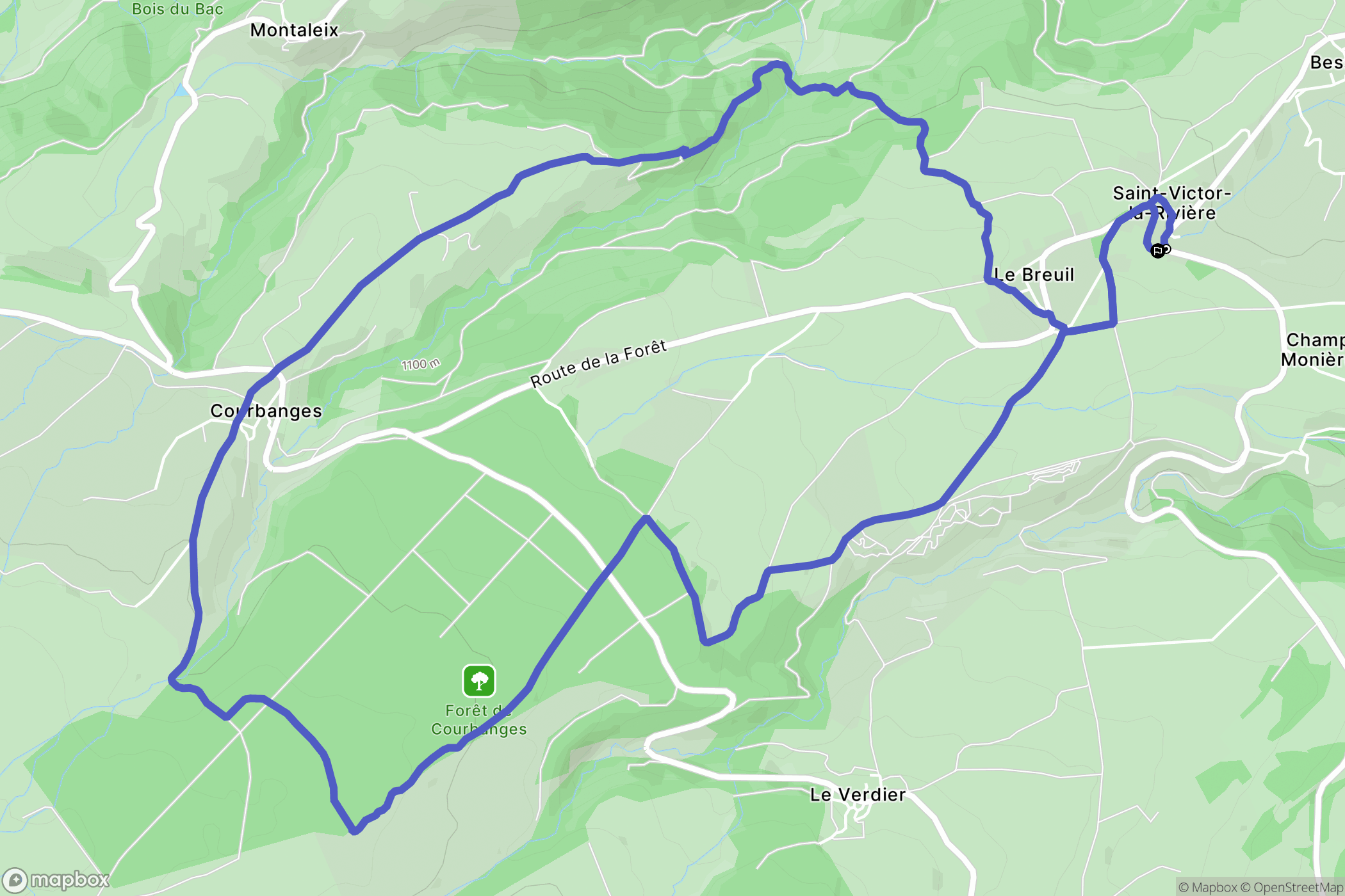 Saint-Victor-la-Rivière : carte du parcours de randonnée - France