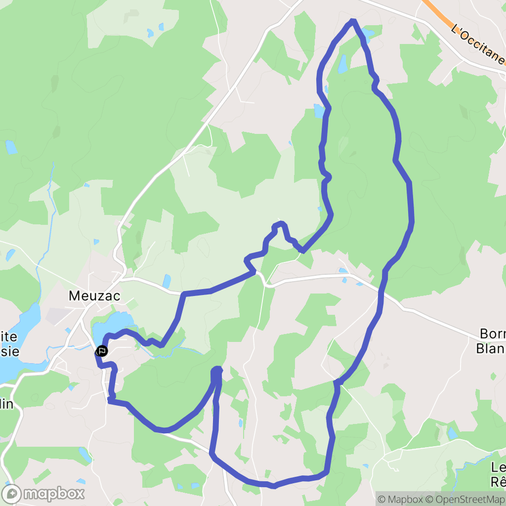 Meuzac : carte du parcours de randonnée - France