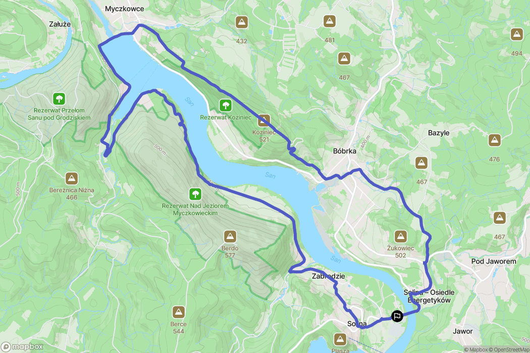 Solina: mapa trasy - Poland