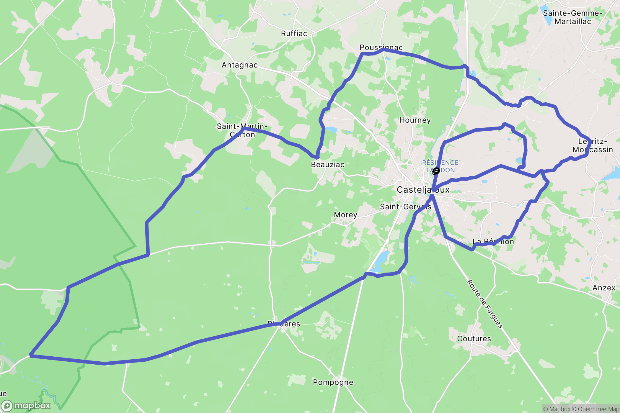 Casteljaloux : carte du parcours de randonnée - France