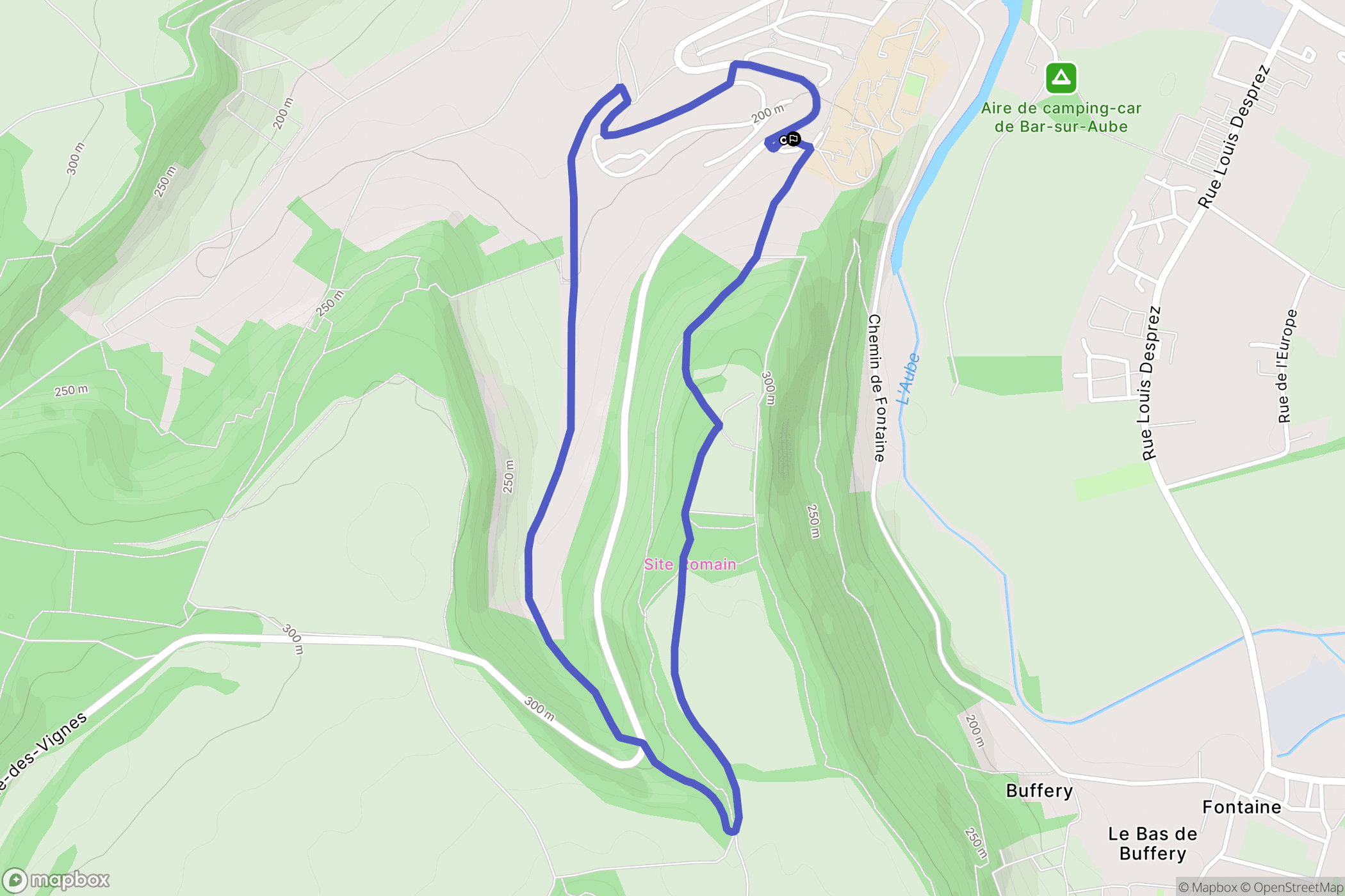 Bar-sur-Aube : carte du parcours de randonnée - France
