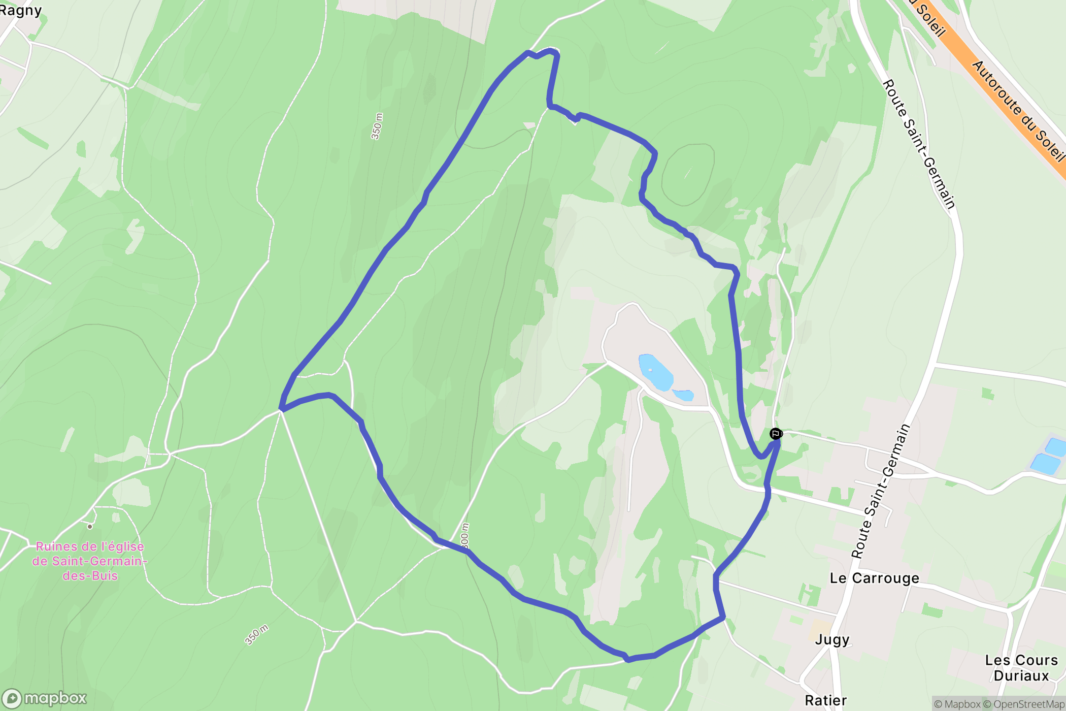 Jugy : carte du parcours de randonnée - France