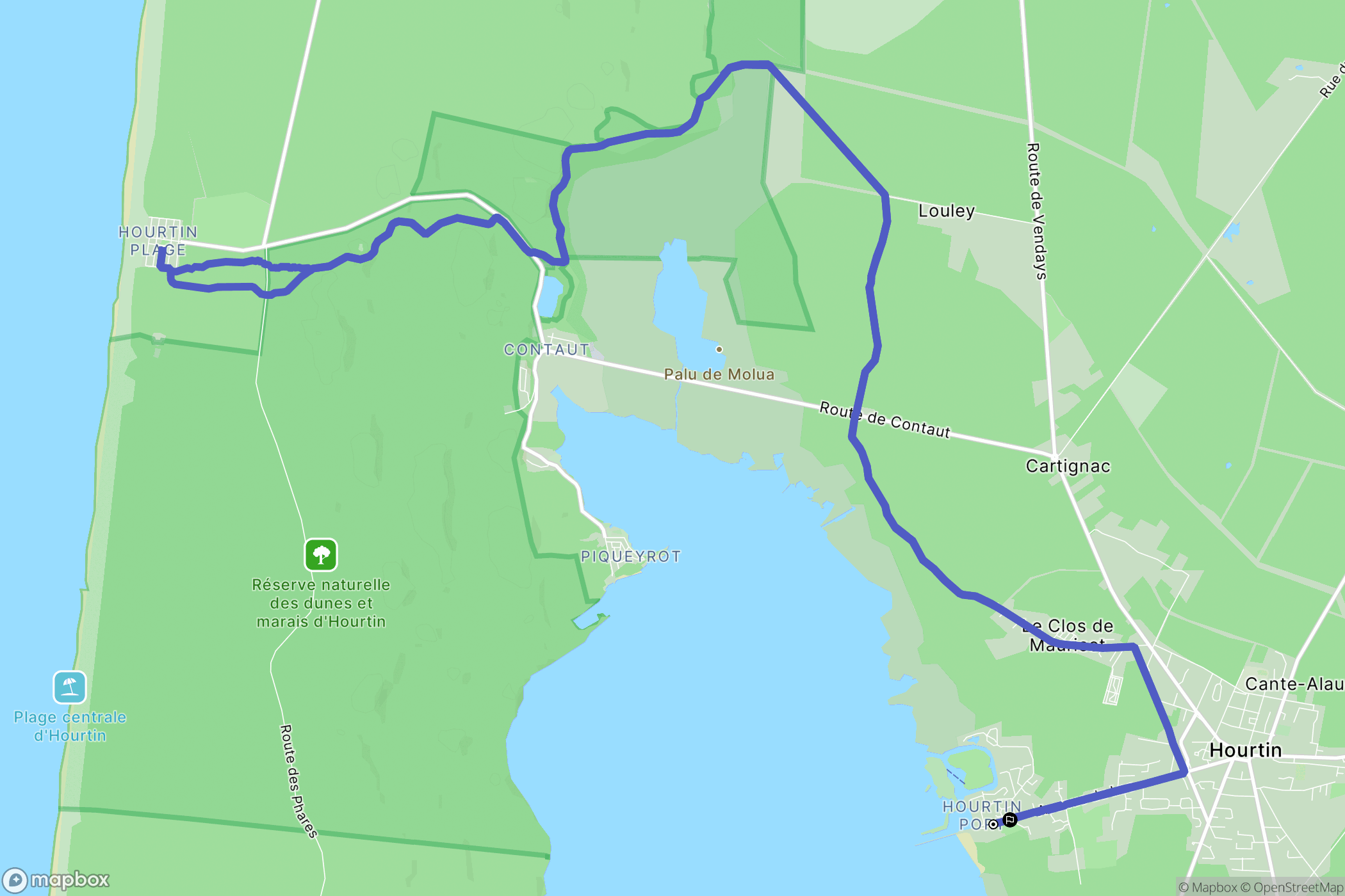 Hourtin : carte du parcours de randonnée - France