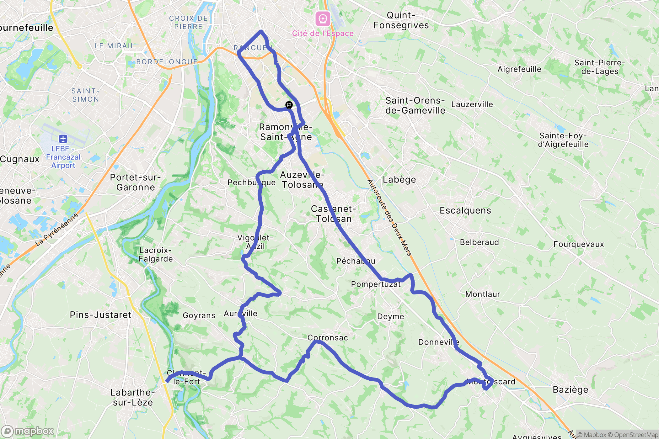 Ramonville-Saint-Agne : carte du parcours de randonnée - France