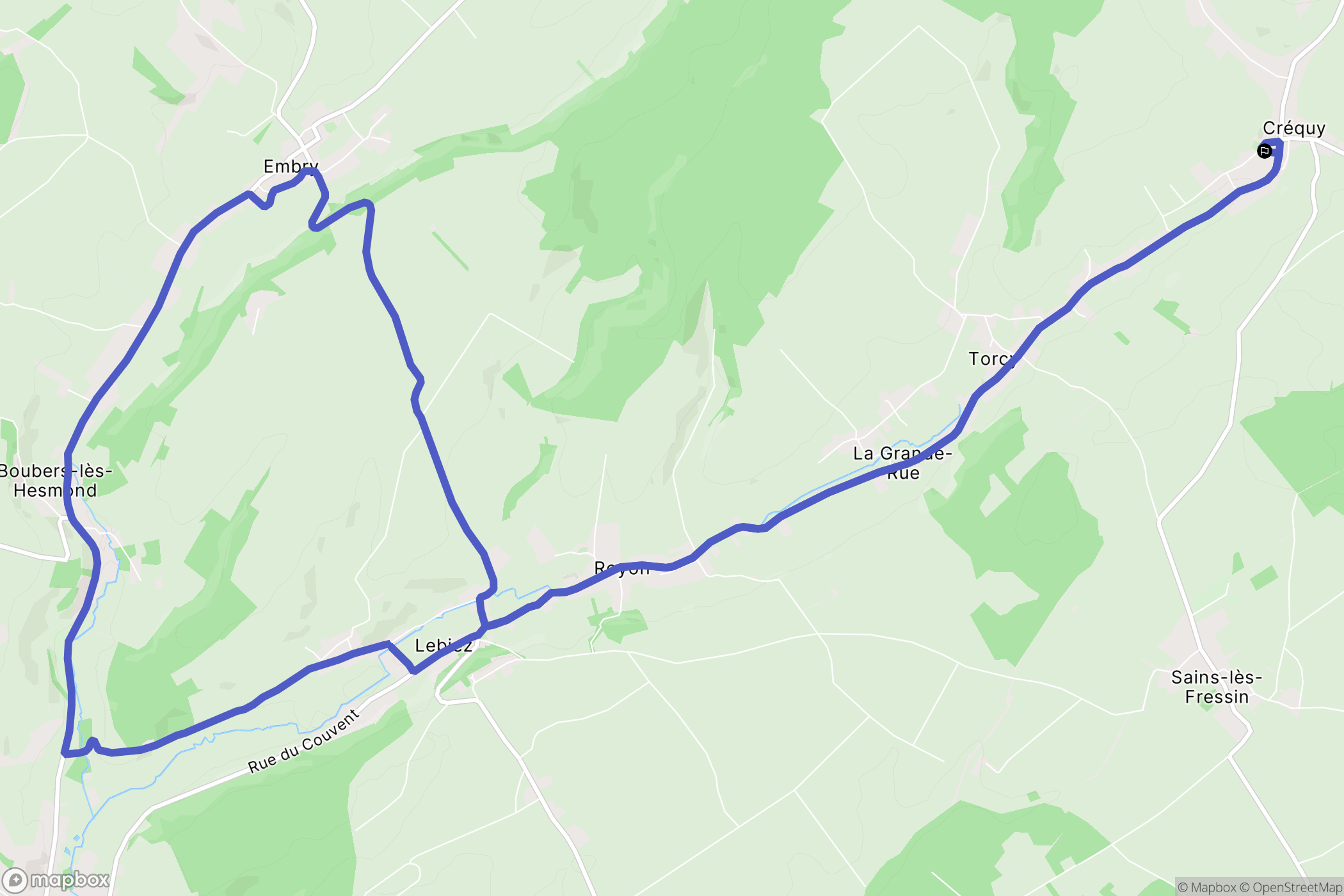 Créquy : carte du parcours de randonnée - France