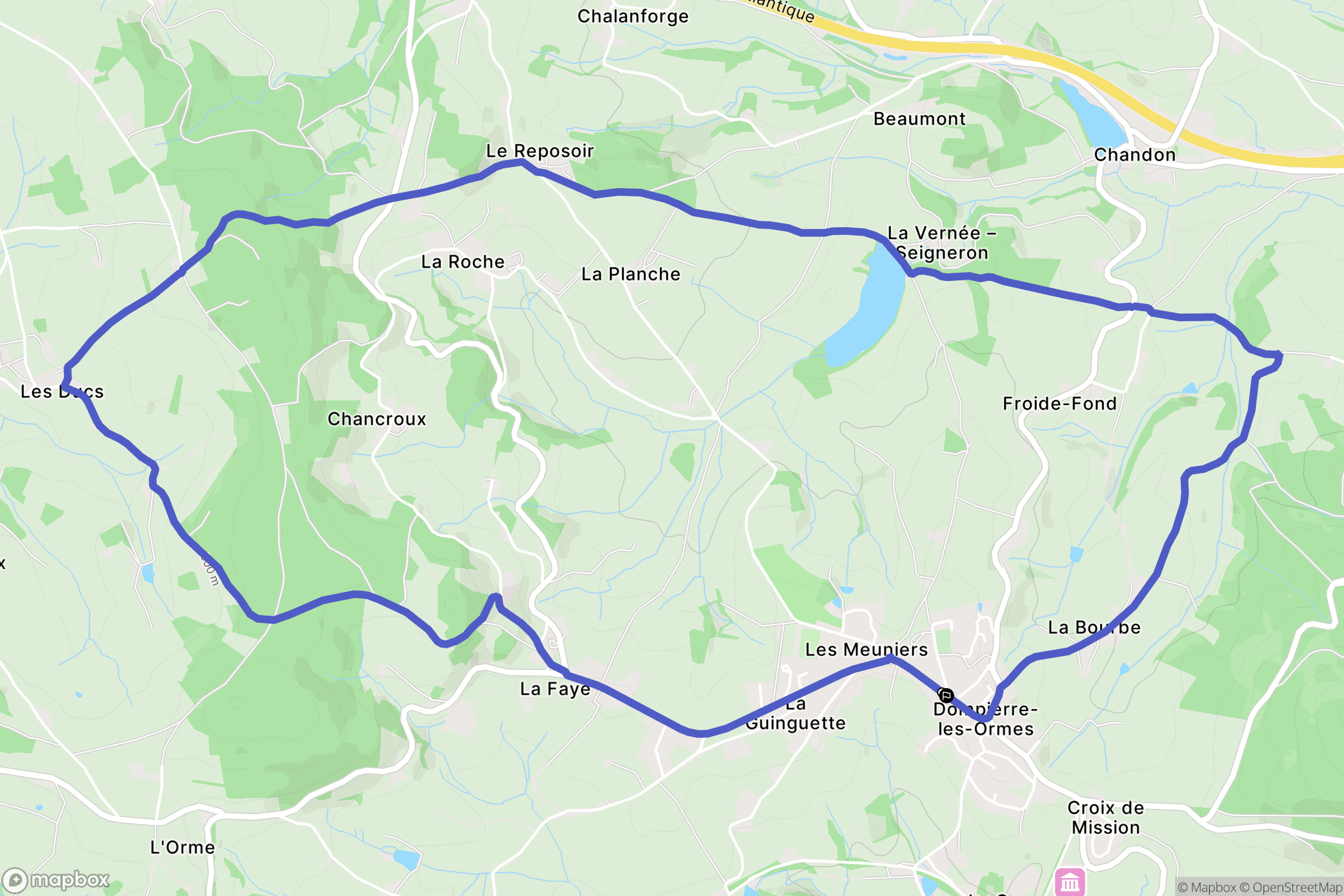 Dompierre-les-Ormes : carte du parcours de randonnée - France