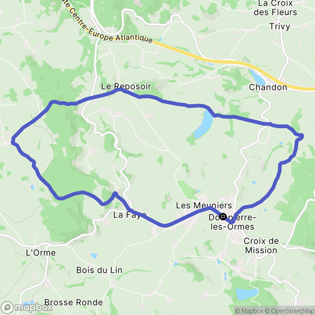 Dompierre-les-Ormes : carte du parcours de randonnée - France