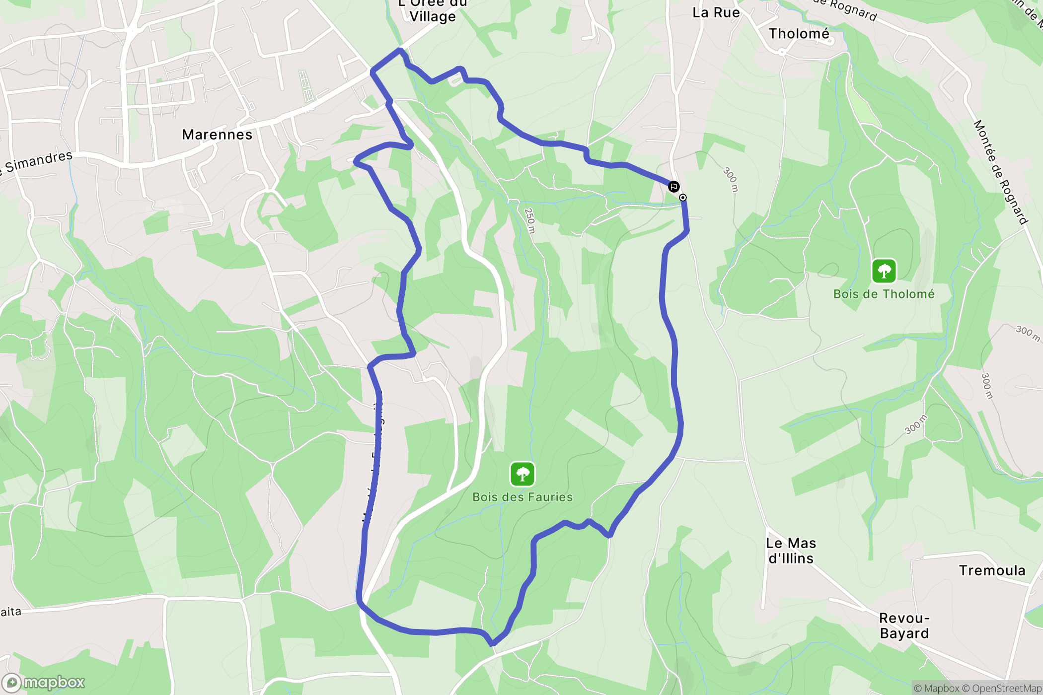 Chaponnay : carte du parcours de randonnée - France