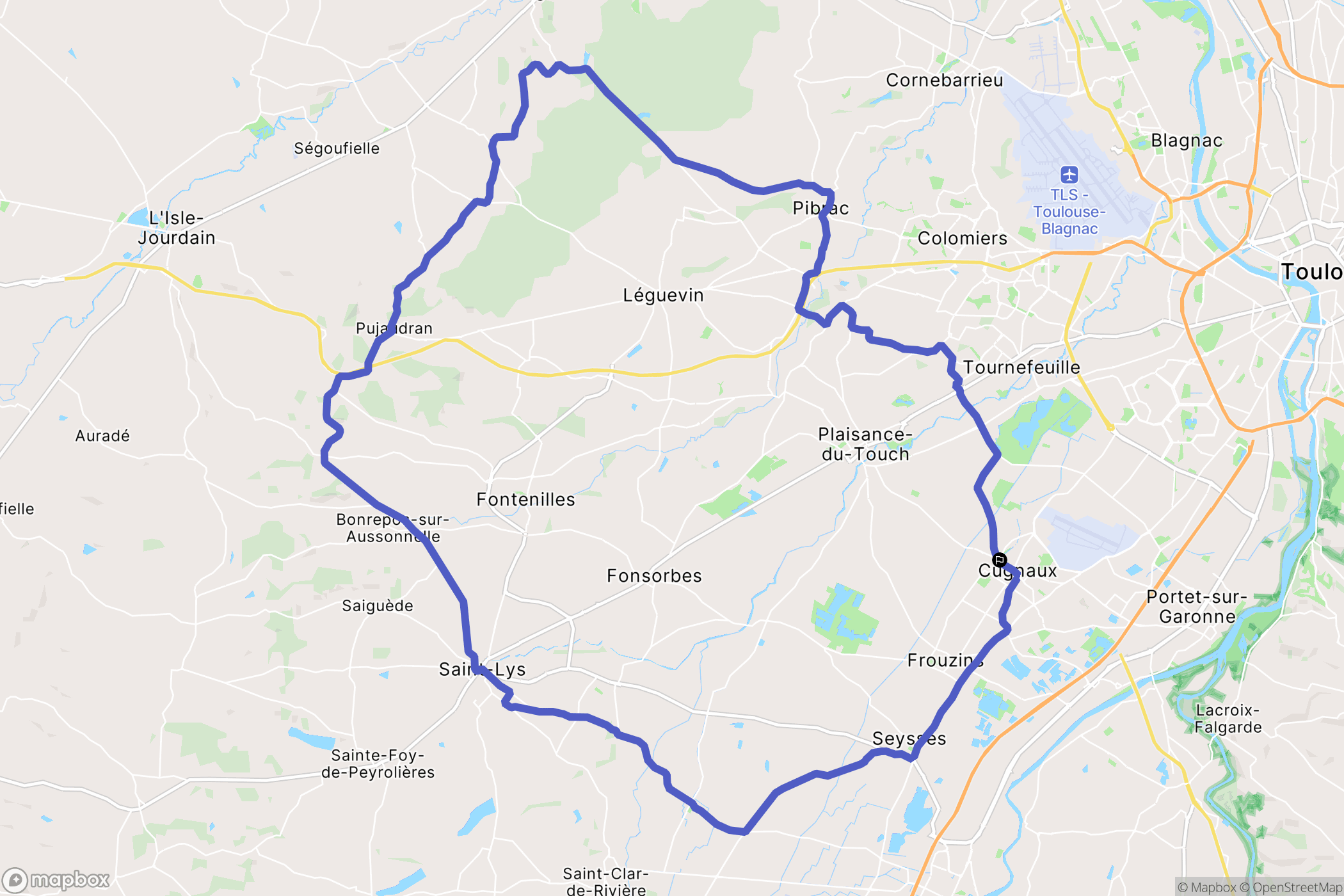 Cugnaux : carte du parcours de randonnée - France