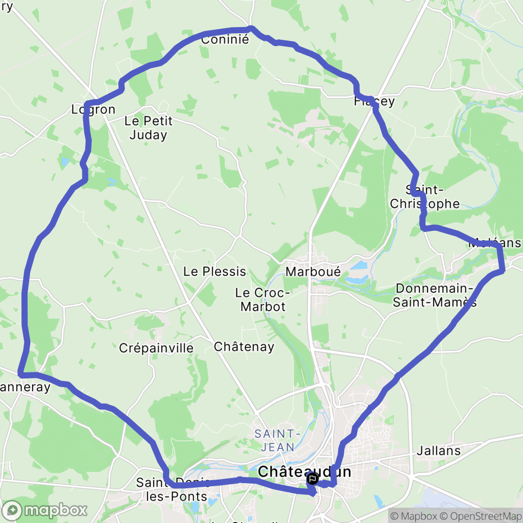 Châteaudun : carte du parcours de randonnée - France