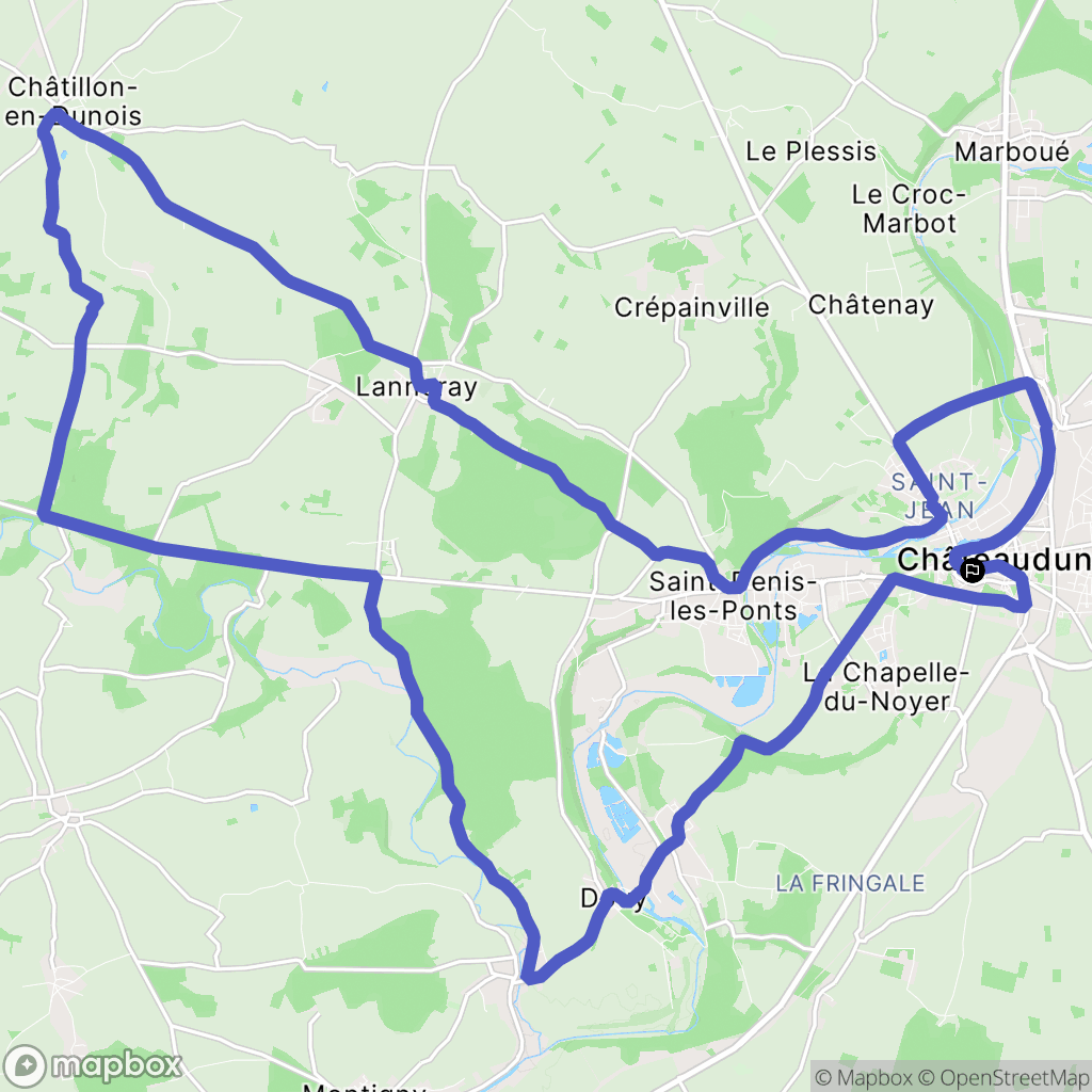 Châteaudun : carte du parcours de randonnée - France