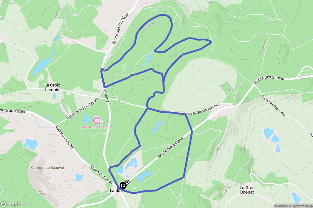 Échassières : carte du parcours de randonnée - France