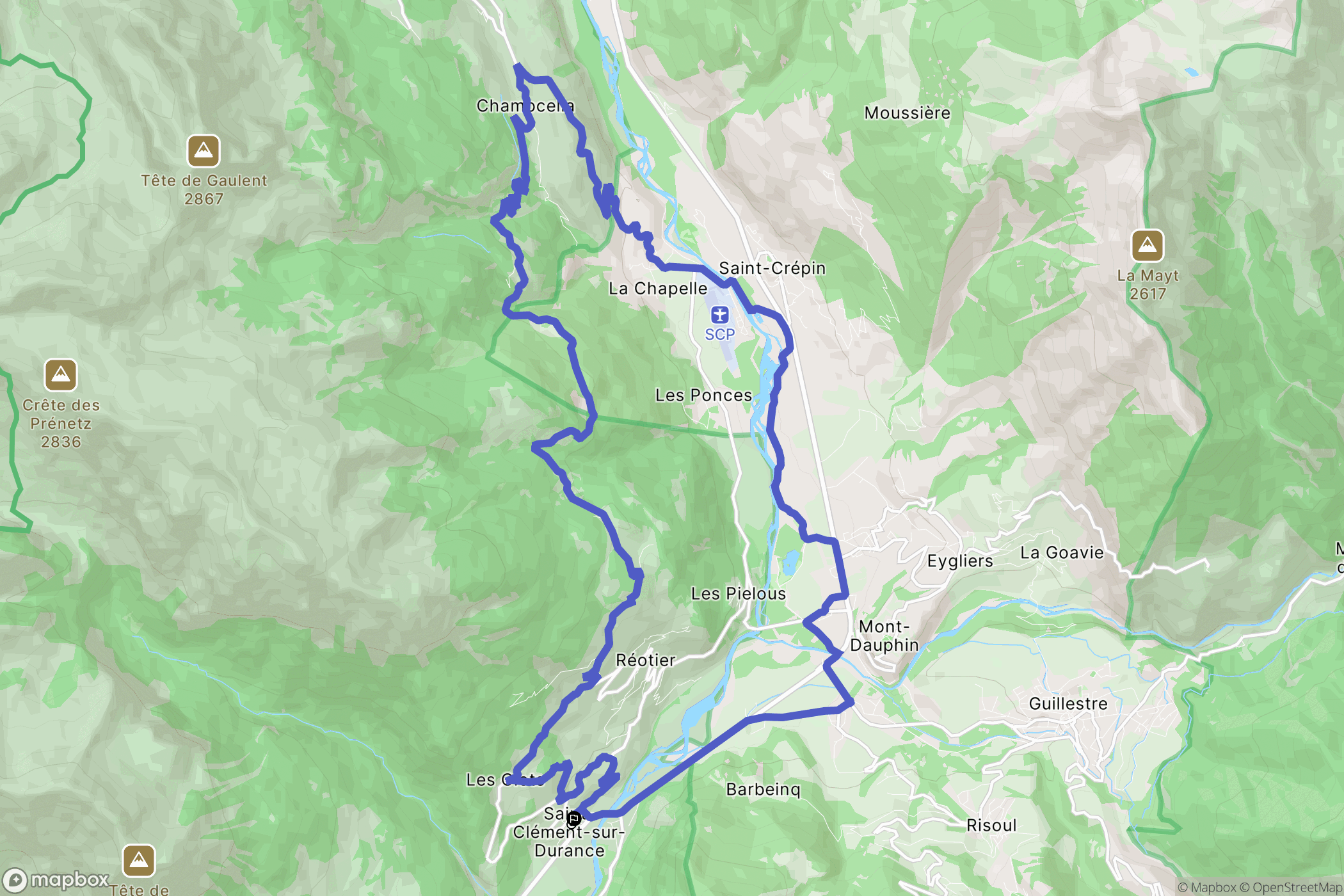 Saint-Clément-sur-Durance : carte du parcours de randonnée - France