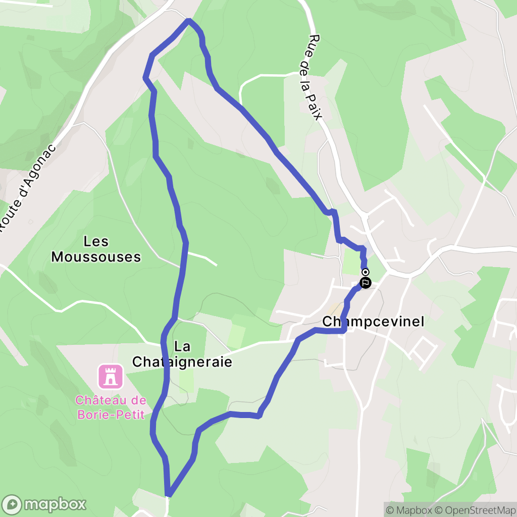 Champcevinel : carte du parcours de randonnée - France